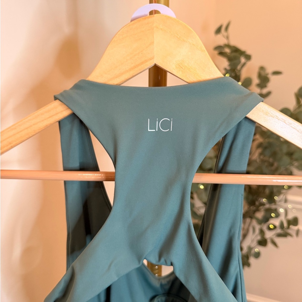 Sculpting Racerback Jumpsuit in Forest Green - Picture 6 of 7